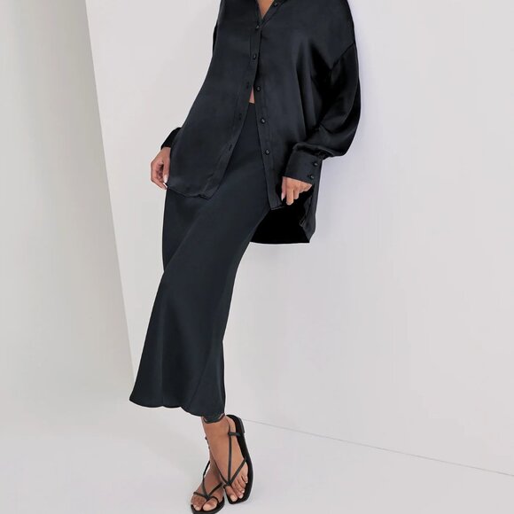 Favorite Daughter The Favorite Skirt Black Satin L - Picture 3 of 3